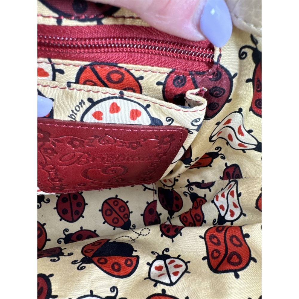 Brighton Candice Woven Straw Ladybug Tote Red Patent Leather Trim/ Ladybug Charm - Picture 9 of 9